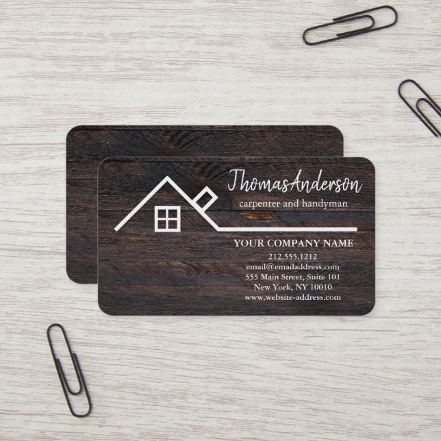 Professional Custom Building Construction Reforms Business Card (Front/Back In Situ)