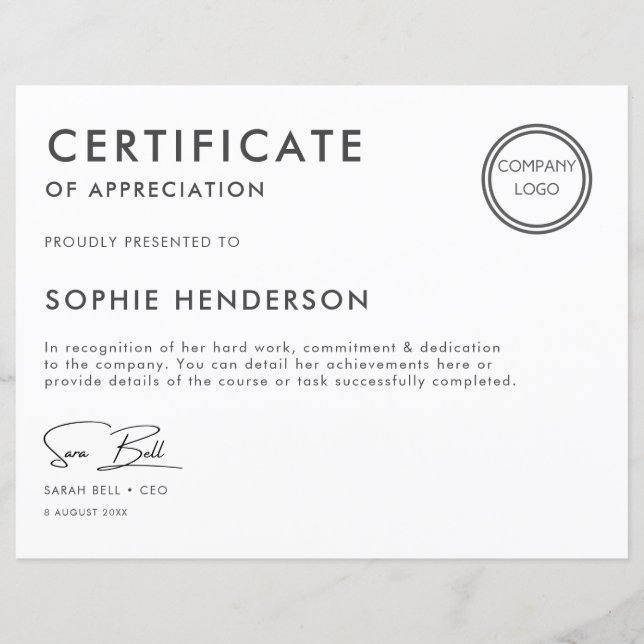 Professional Custom  Business Certificates (Front)