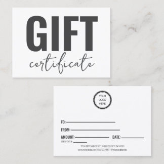 Professional Custom  Business Gift Certificates