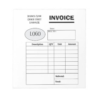 Professional custom business invoice notepad