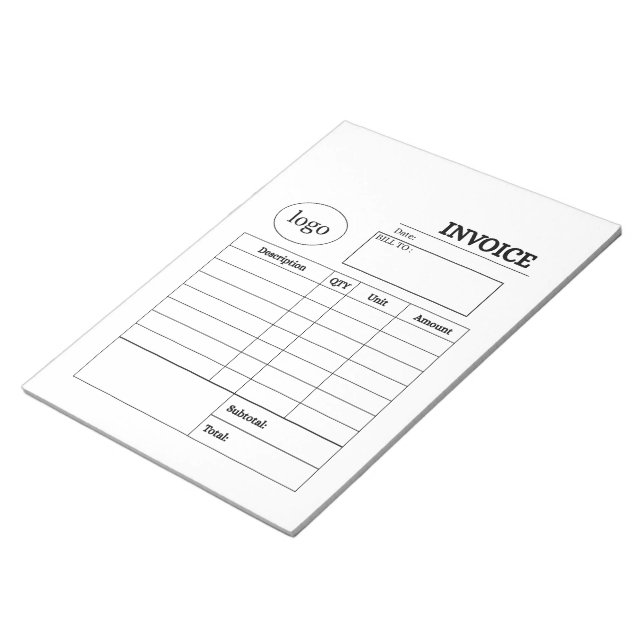 Professional custom business invoice notepad (Angled)