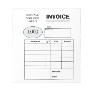 Professional custom business invoice notepad
