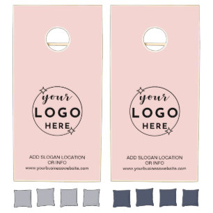 Professional Custom Business Logo Blush Pink Cornhole Set
