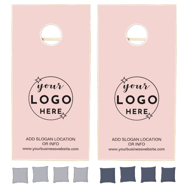 Professional Custom Business Logo Blush Pink Cornhole Set (Set)