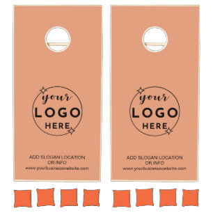 Professional Custom Business Logo Coral Peach Cornhole Set