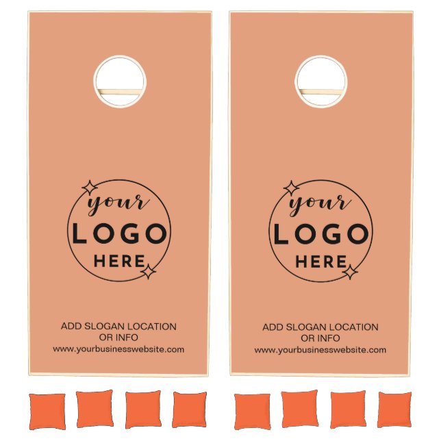 Professional Custom Business Logo Coral Peach Cornhole Set (Set)