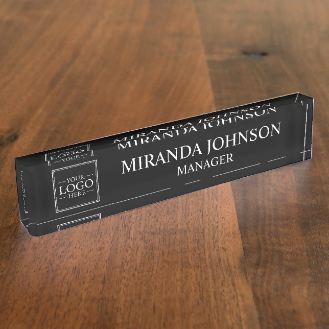Professional Custom Business Logo Desk Name Plate (Side)