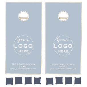 Professional Custom Business Logo Dusty Blue Cornhole Set