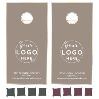 Professional Custom Business Logo Neutral Beige Cornhole Set