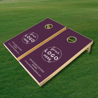 Professional Custom Business Logo Purple Cornhole Set