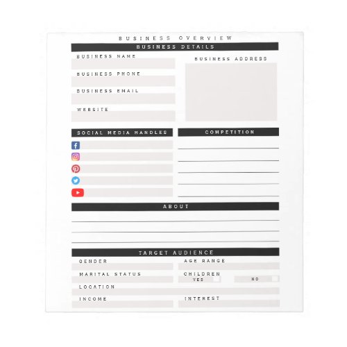 Professional Custom business overview planner Notepad