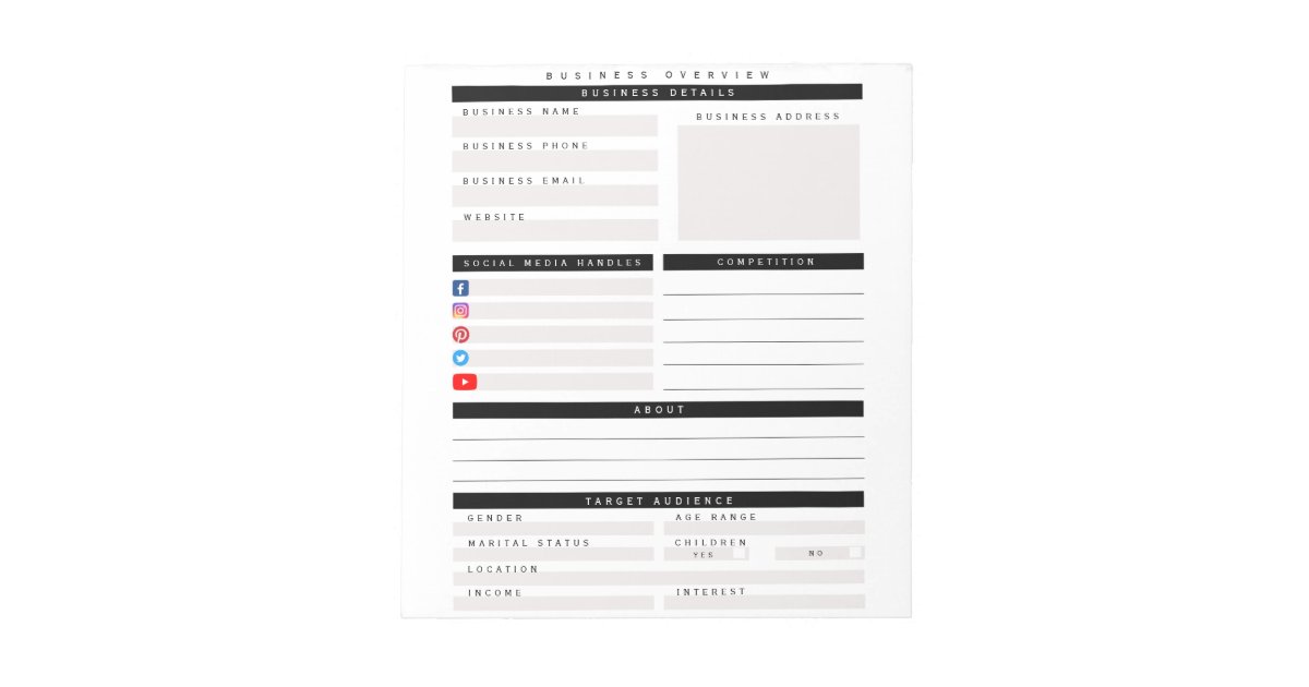 Professional Custom business overview planner Notepad | Zazzle