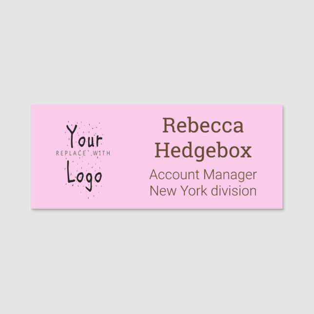 Professional Custom Company Logo and Text Name Tag (Front)