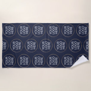 Professional Custom Company Logo Busines Navy Blue Beach Towel