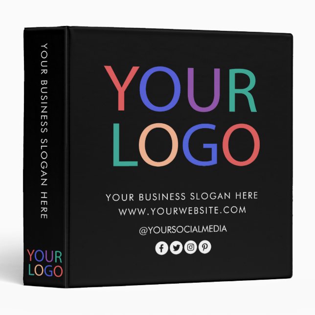 Professional Custom Company Logo Business Black 3 Ring Binder (Front/Spine)