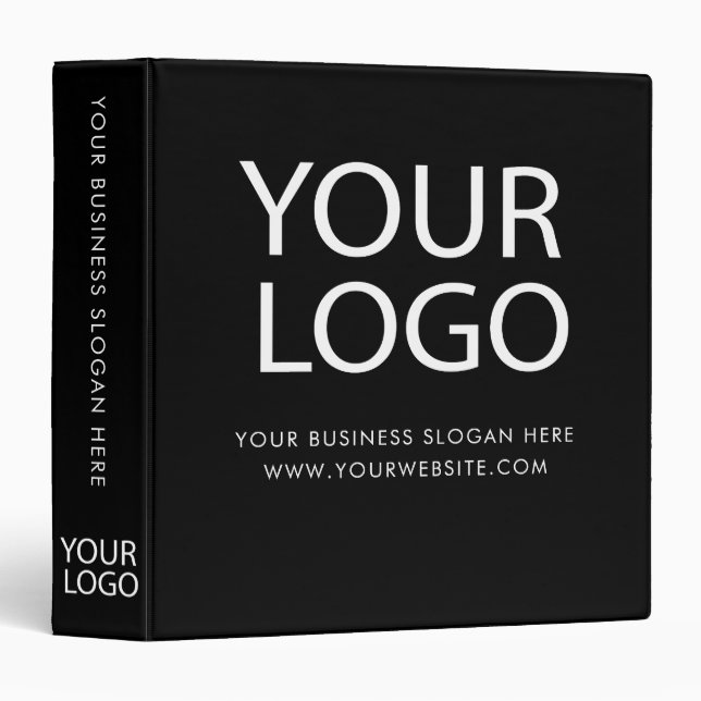 Professional Custom Company Logo Business Black 3 Ring Binder (Front/Spine)