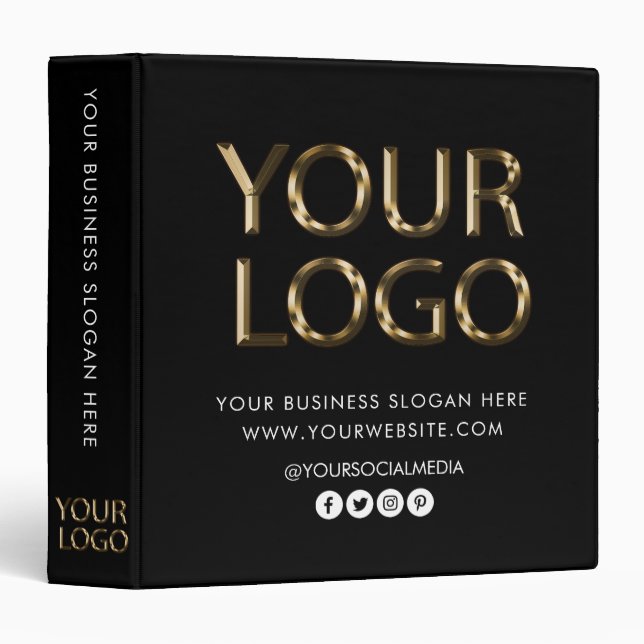 Professional Custom Company Logo Business Black 3 Ring Binder (Front/Spine)
