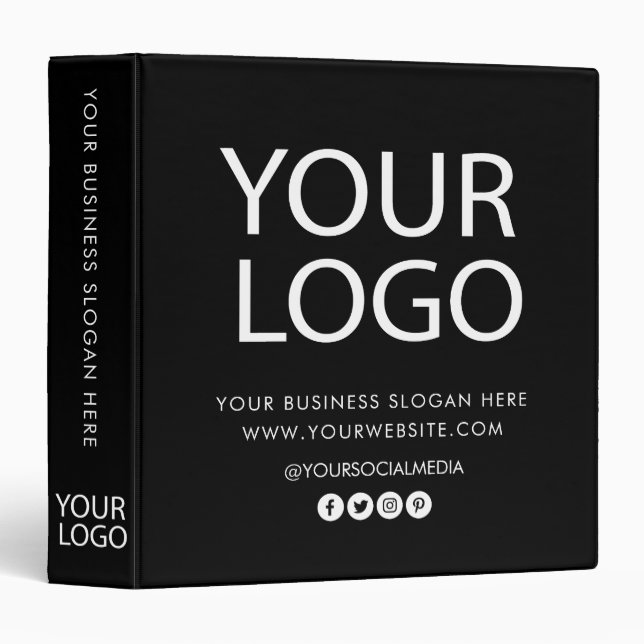 Professional Custom Company Logo Business Black 3 Ring Binder (Front/Spine)