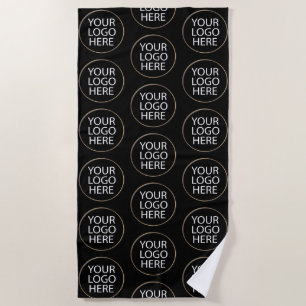 Professional Custom Company Logo Business Black Beach Towel