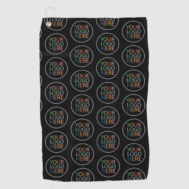 Professional Custom Company Logo Business Black Golf Towel (Front)