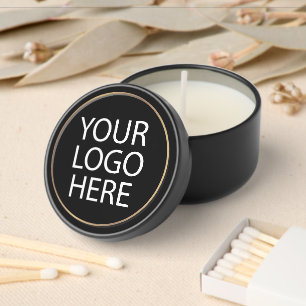 Professional Custom Company Logo Business Black Mini Candle Favors