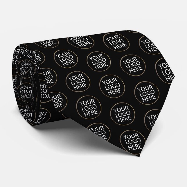 Professional Custom Company Logo Business Black Neck Tie (Rolled)