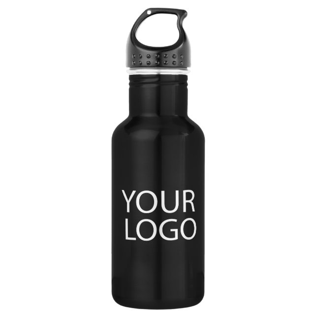 Professional Custom Company Logo Business Black  Stainless Steel Water Bottle (Front)