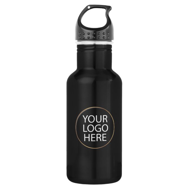 Professional Custom Company Logo Business Black  Stainless Steel Water Bottle (Front)