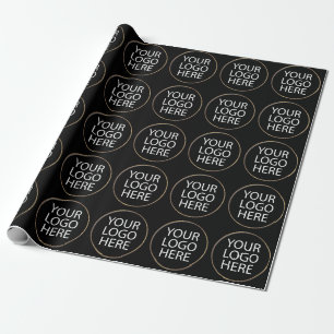 Professional Custom Company Logo Business Black Wrapping Paper