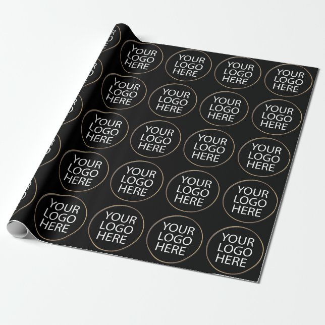 Professional Custom Company Logo Business Black Wrapping Paper (Unrolled)