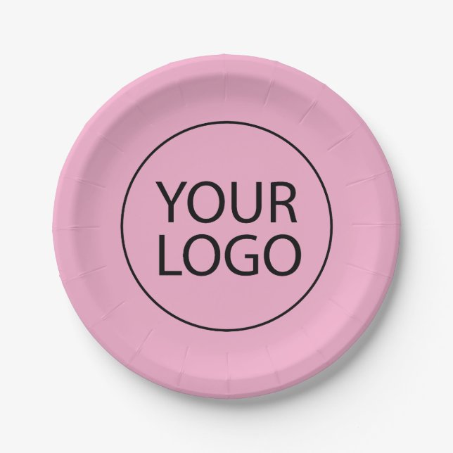 Professional Custom Company Logo Business Pink Paper Plates (Front)