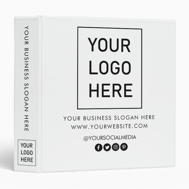 Professional Custom Company Logo Business White 3 Ring Binder (Front/Spine)