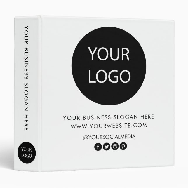 Professional Custom Company Logo Business White 3 Ring Binder (Front/Spine)