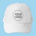 Professional Custom Company Logo Business White    Trucker Hat<br><div class="desc">This custom trucker hat is the perfect way to showcase your business or organization. The sleek white design and high-quality embroidered logo create a polished, professional look that will have everyone remembering your brand. Whether you're at a trade show, company event, or just out and about, this hat will help...</div>