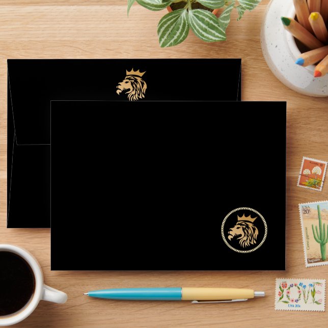 Professional Custom Elegant Lion Logo Envelope (Desk)