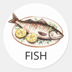 Professional Custom FISH Wedding Meal Choice Classic Round Sticker