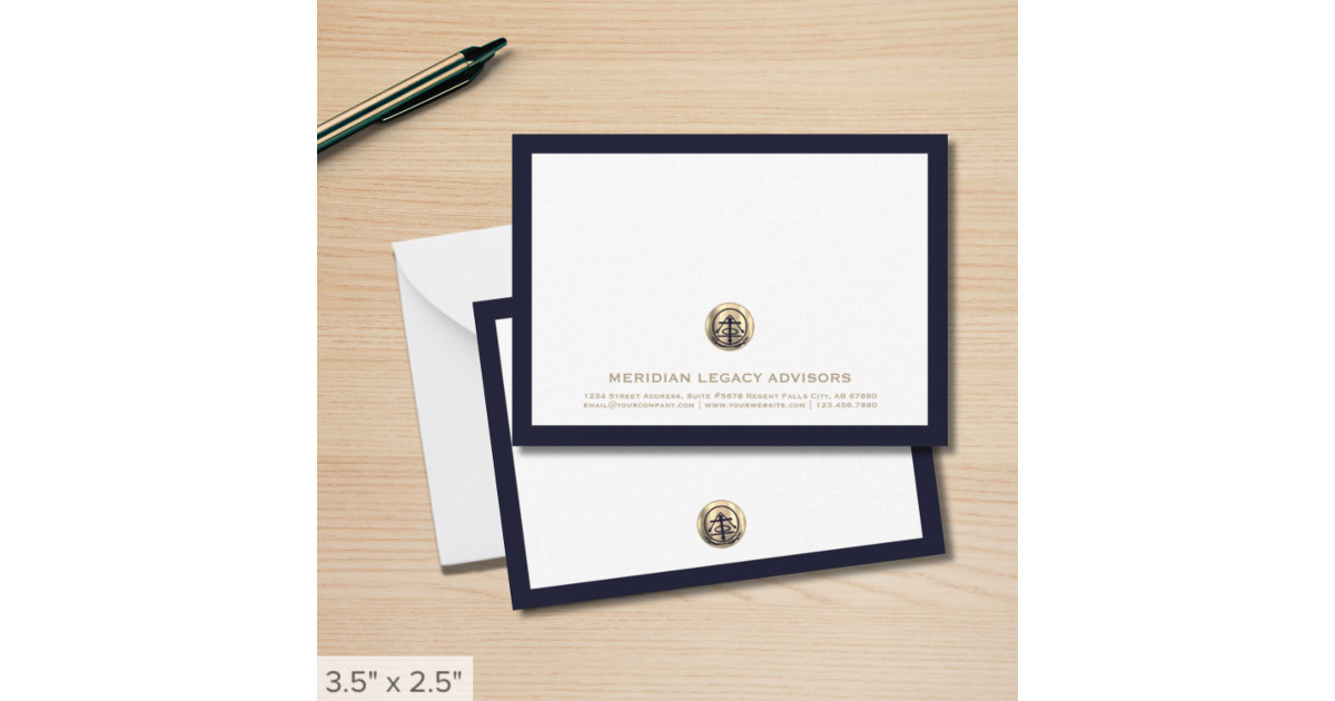 Professional Custom Gold Logo Business Note Card | Zazzle