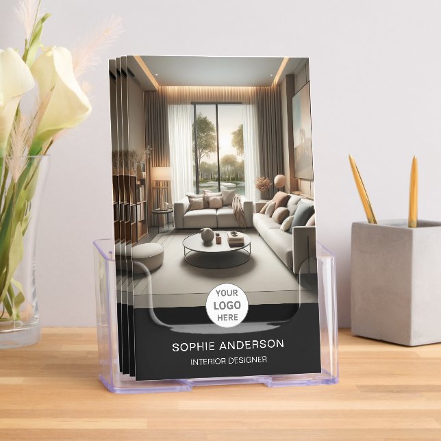 Professional Custom Logo Black Business Tri-Fold Brochure (Insitu)