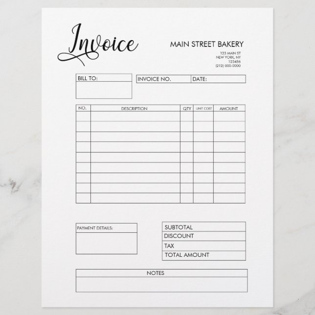 Professional Custom Logo Customer Invoice Letterhead (Front)