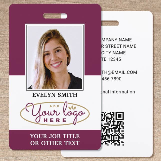 Professional Custom Logo Photo ID Security Plum Badge (Creator Uploaded)