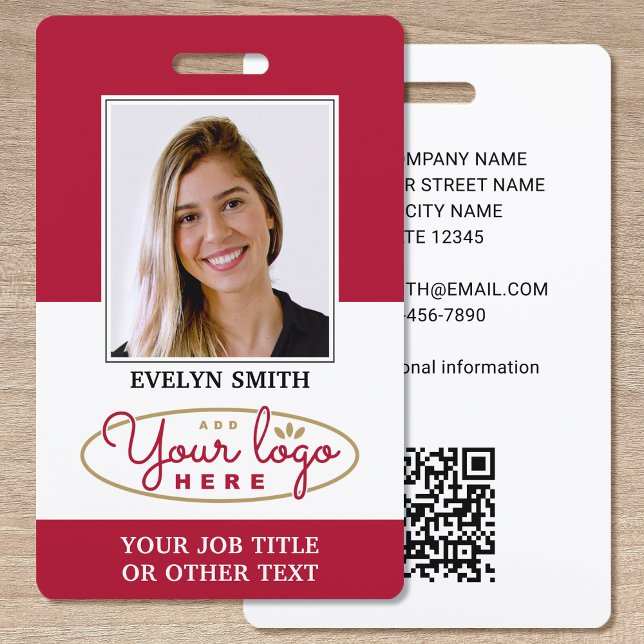 Professional Custom Logo Photo ID Security Red Badge (Creator Uploaded)