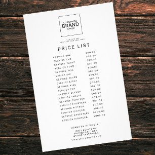 Professional Custom Logo Simple Price Service List Flyer