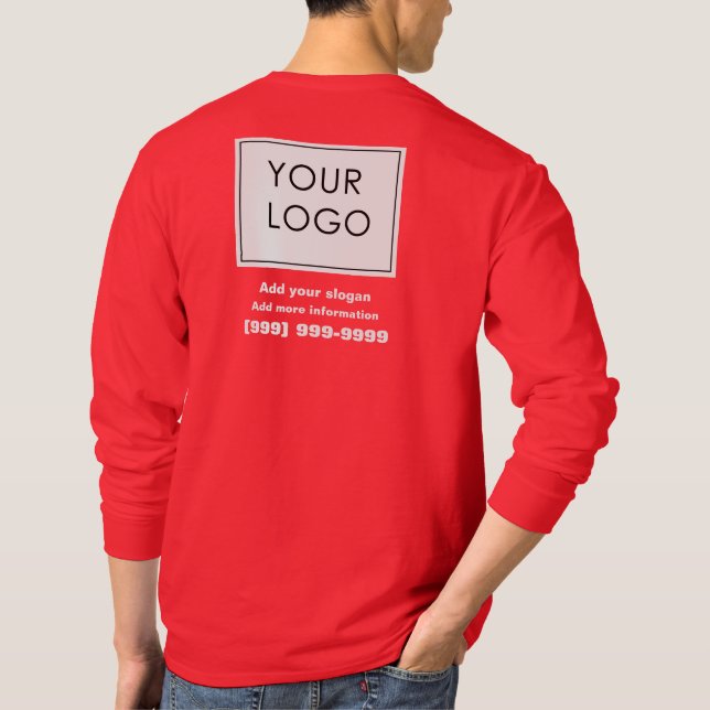 Professional Custom Logo Small Business Red T-Shirt (Back)