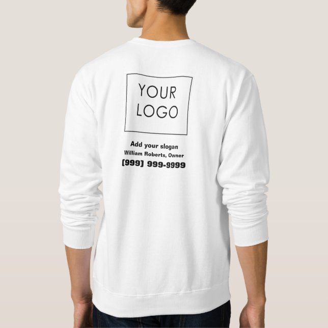 Professional Custom Logo Small Business White Sweatshirt (Back)