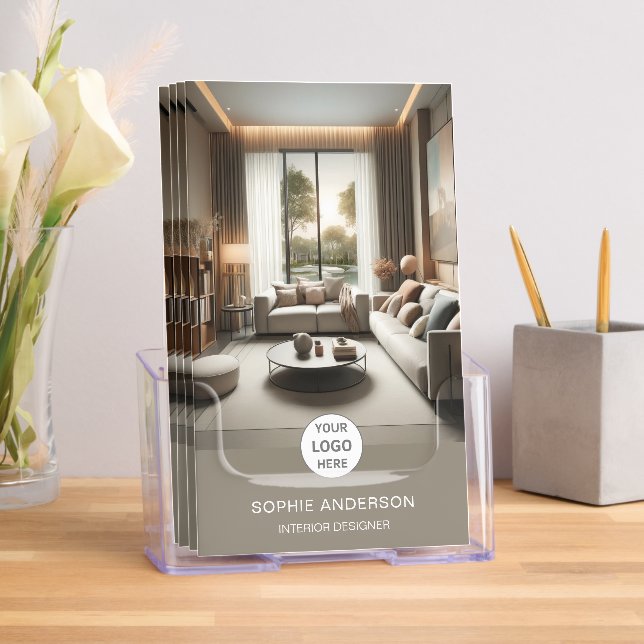 Professional Custom Logo Taupe Business Tri-Fold Brochure (Insitu)