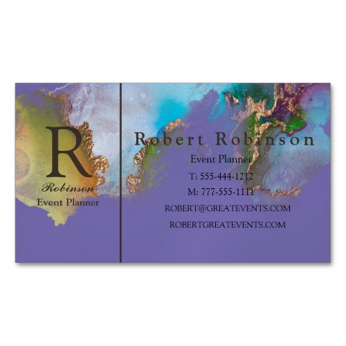 Professional Custom Marble Green Periwinkle Blue Business Card Magnet
