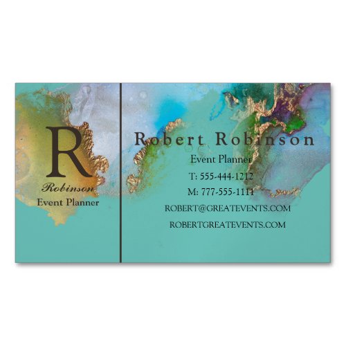 Professional Custom Marble Light Teal Green Blue Business Card Magnet