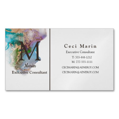 Professional Custom Marble White Gold Blue Business Card Magnet
