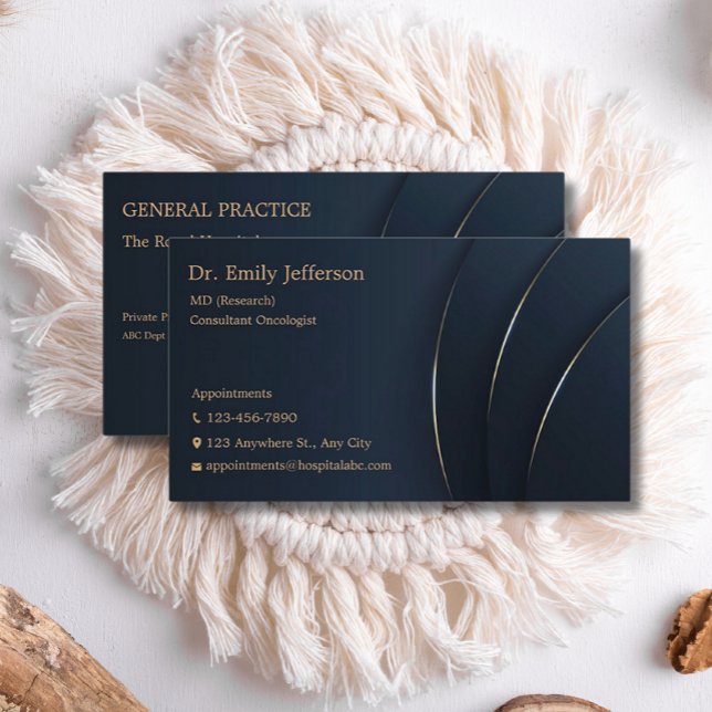 Professional Custom Modern Minimalist Blue Gold  Business Card (Creator Uploaded)