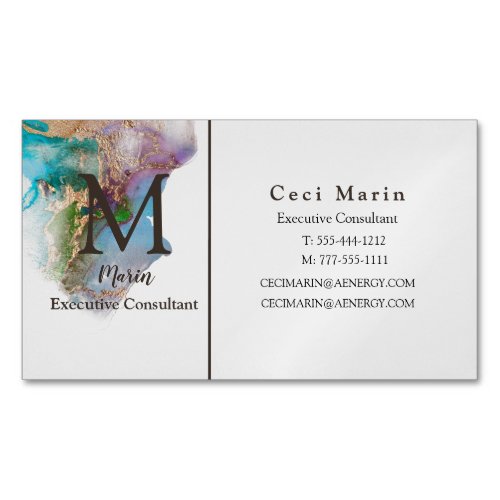 Professional Custom Monogram Marble Business Business Card Magnet